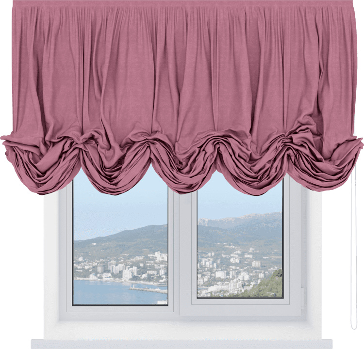 Австрийская штора «Кортин», ткань софт однотонный розовый